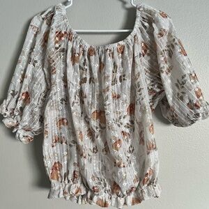 Anthropologie Solitaire Off-Shoulder Eyelet Peasant Top Cottagecore M